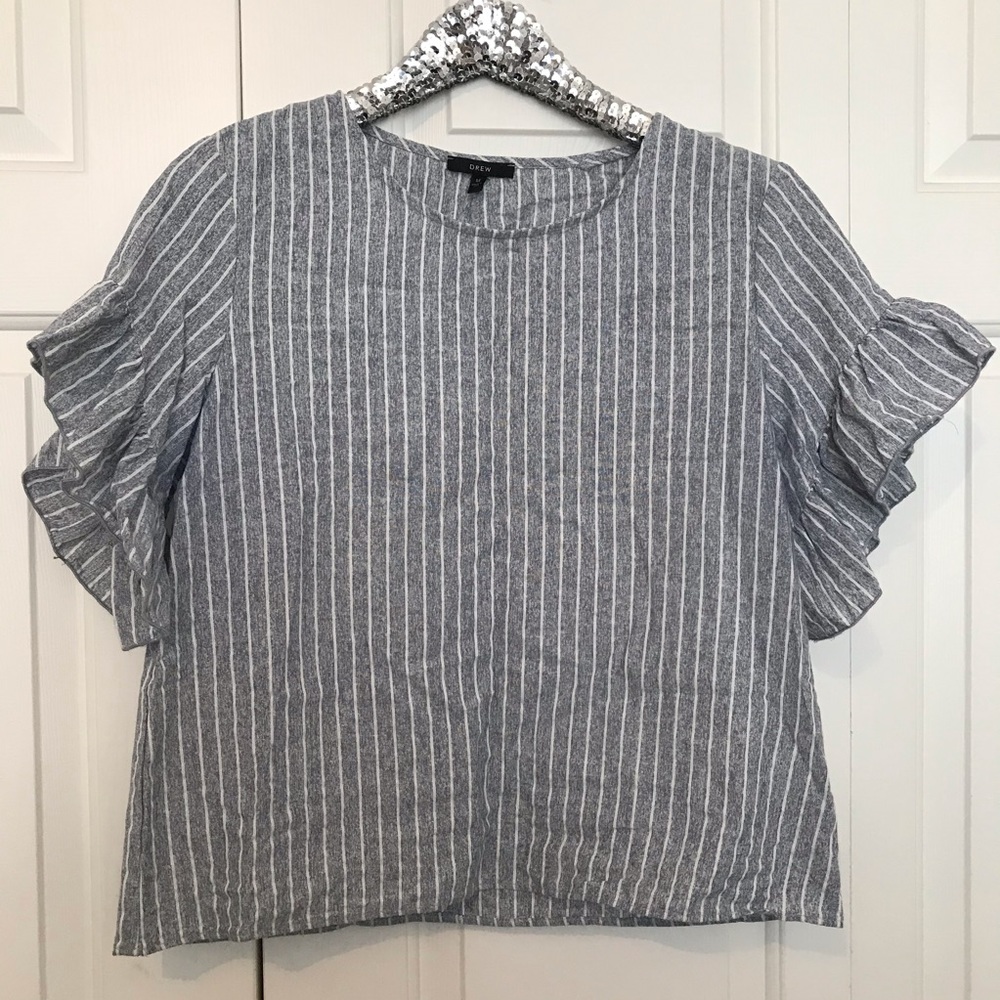 Drew Blue & White Striped Blouse M